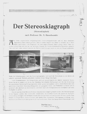 Bay. Hauptstaatsarchiv München, Abteilung IV, Stv. GenKdo II AK San-Amt Nr. 68,  Der Stereoskiagraph nach Hasselwander (Werbebroschüre) 