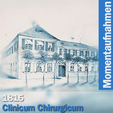 Gebäude des früheren "Clinicum Chirurgicum", Wasserturmstraße 14. Aquarell (fotografische Reproduktion aus Privatbesitz, Kriegsverlust), um 1840. Nachweis: Sammlung Bücking, Erlangen